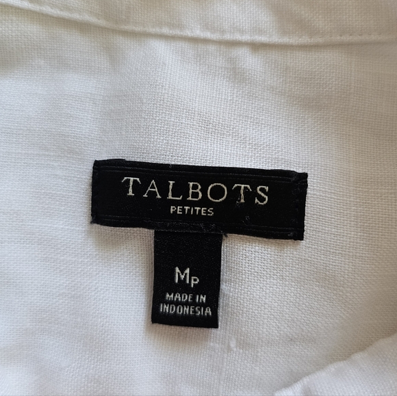 Talbots Petites linen boho eyelet long-sleeve button-down shirt Size M - Picture 5 of 6